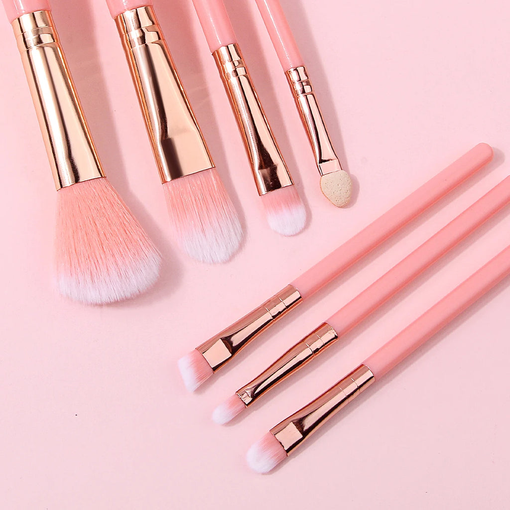 10-Pc Pink Makeup Brush Set – Face & Eye Brushes | KOSSHOW Makeup Brush Set QXL