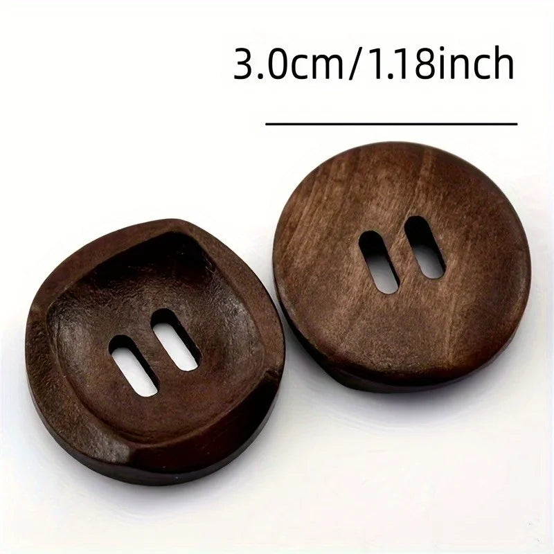 Round Brown Wood 2-Hole Buttons | Sewing, Knitting & Crafts Craft Sewing Buttons QXL