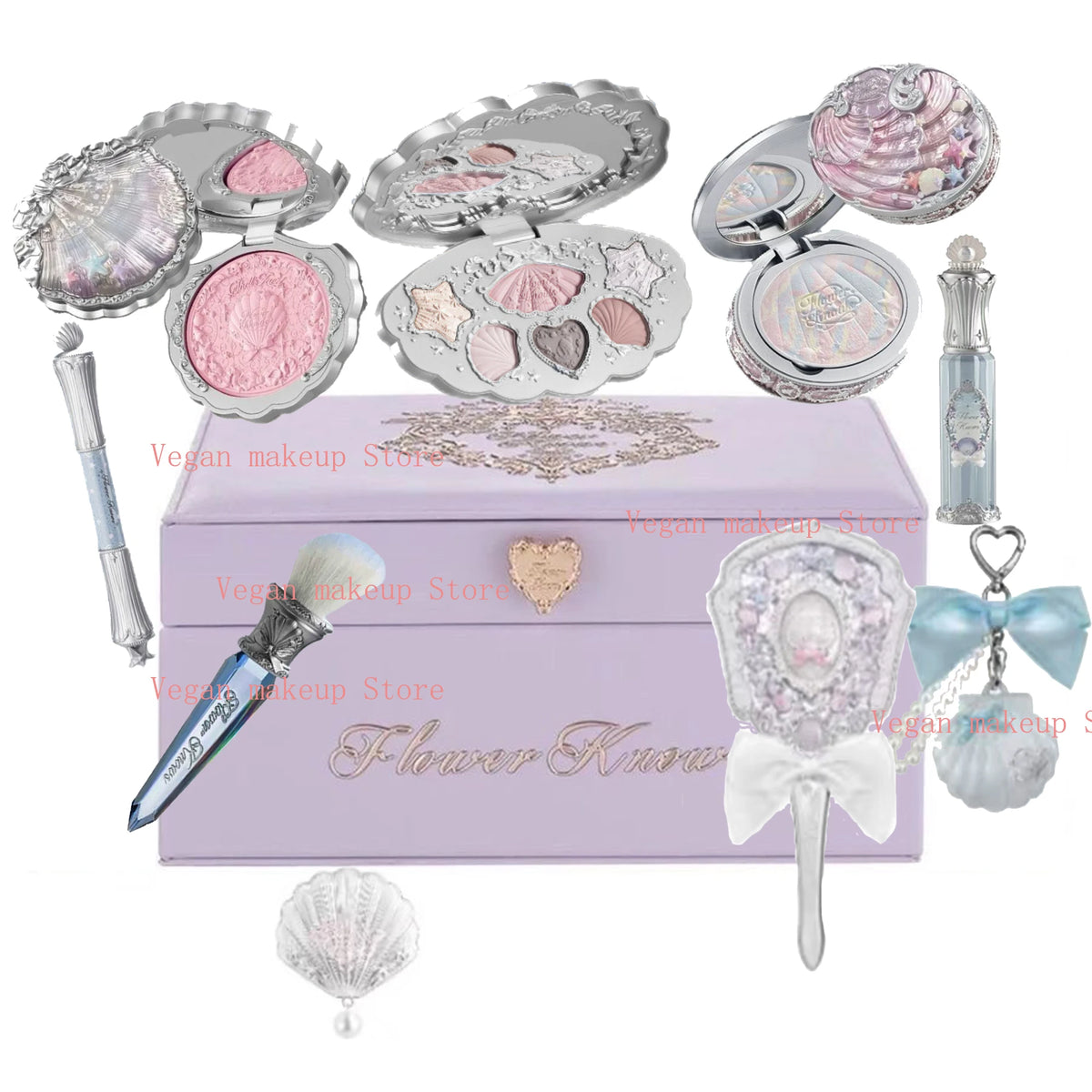 Flower Knows Shell Jewelry 10-Pc Makeup Gift Set | Eyeshadow Makeup Gift Set QXL