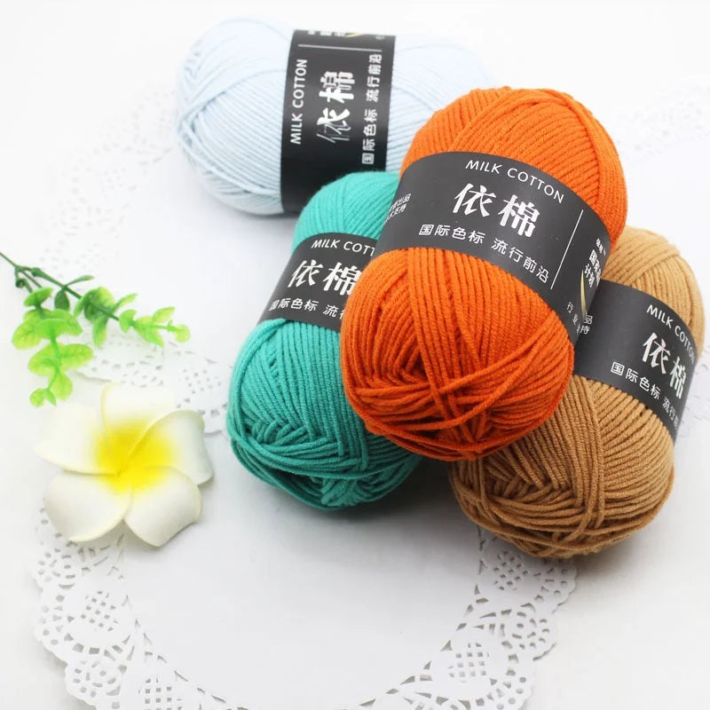 4-Strand Milk Cotton Worsted Yarn | Soft Eco-Friendly Knitting Knitting Crochet Yarn QXL