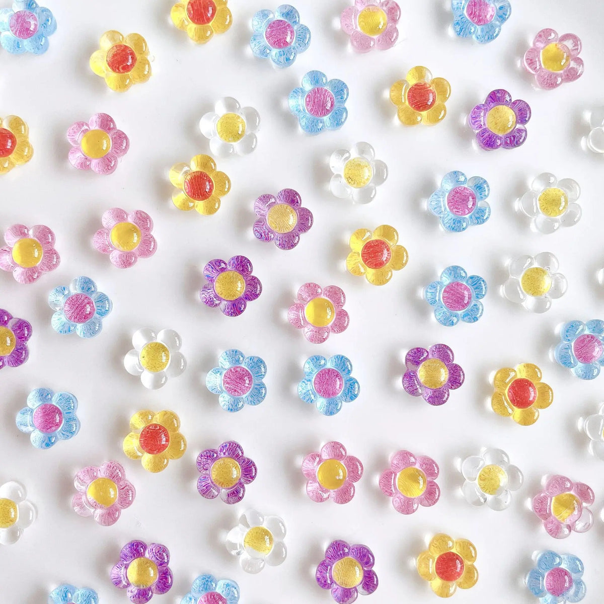 20-Pack 3D Ice Flower Nail Charms | Kawaii Resin Decorations Nail Art Charms QXL