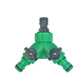 Y-Shape 2-Way Garden Hose Splitter | Dual Valve Connector Garden Hose Splitter QXL Green