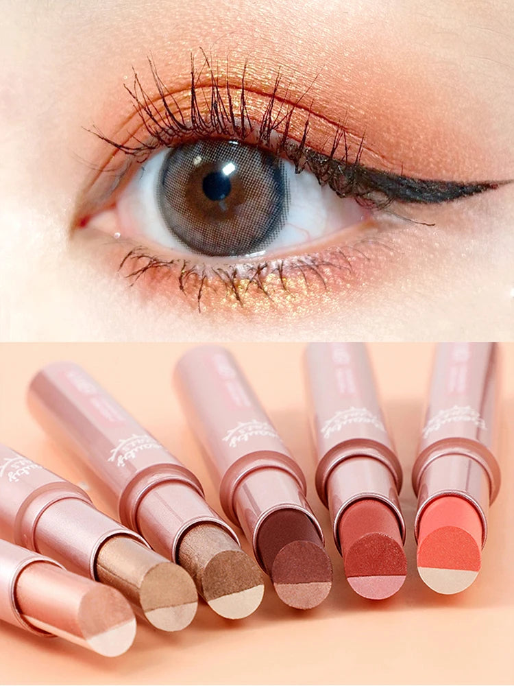 Waterproof Dual-Color Eyeshadow Stick | Gradient Shimmer Matte Eyeshadow Stick QXL
