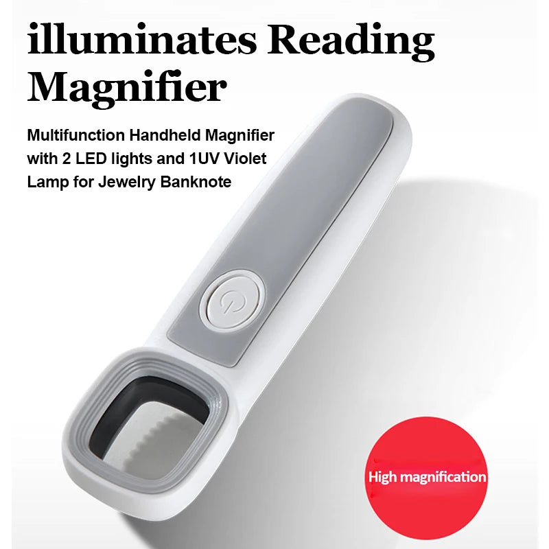50x Handheld Magnifier – LED & UV Lamp for Jewelry & Reading Handheld Magnifier QXL