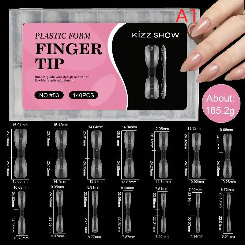 140-Pc 2-in-1 Nail Dual Forms Crystal Armor Extension Mold Kit Nail Extension Molds QXL A1