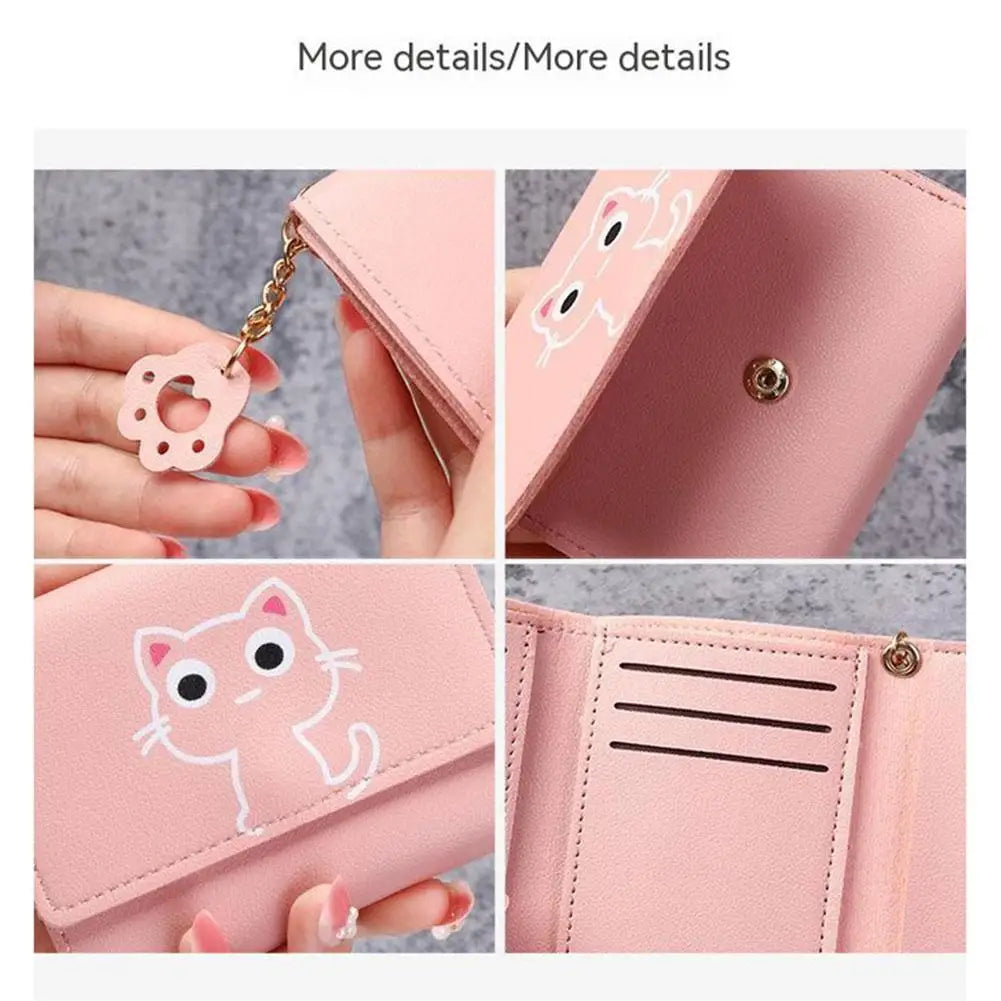 Cute Cartoon Cat Women's Wallet | Small PU Leather Purse Women's Novelty Wallet QXL
