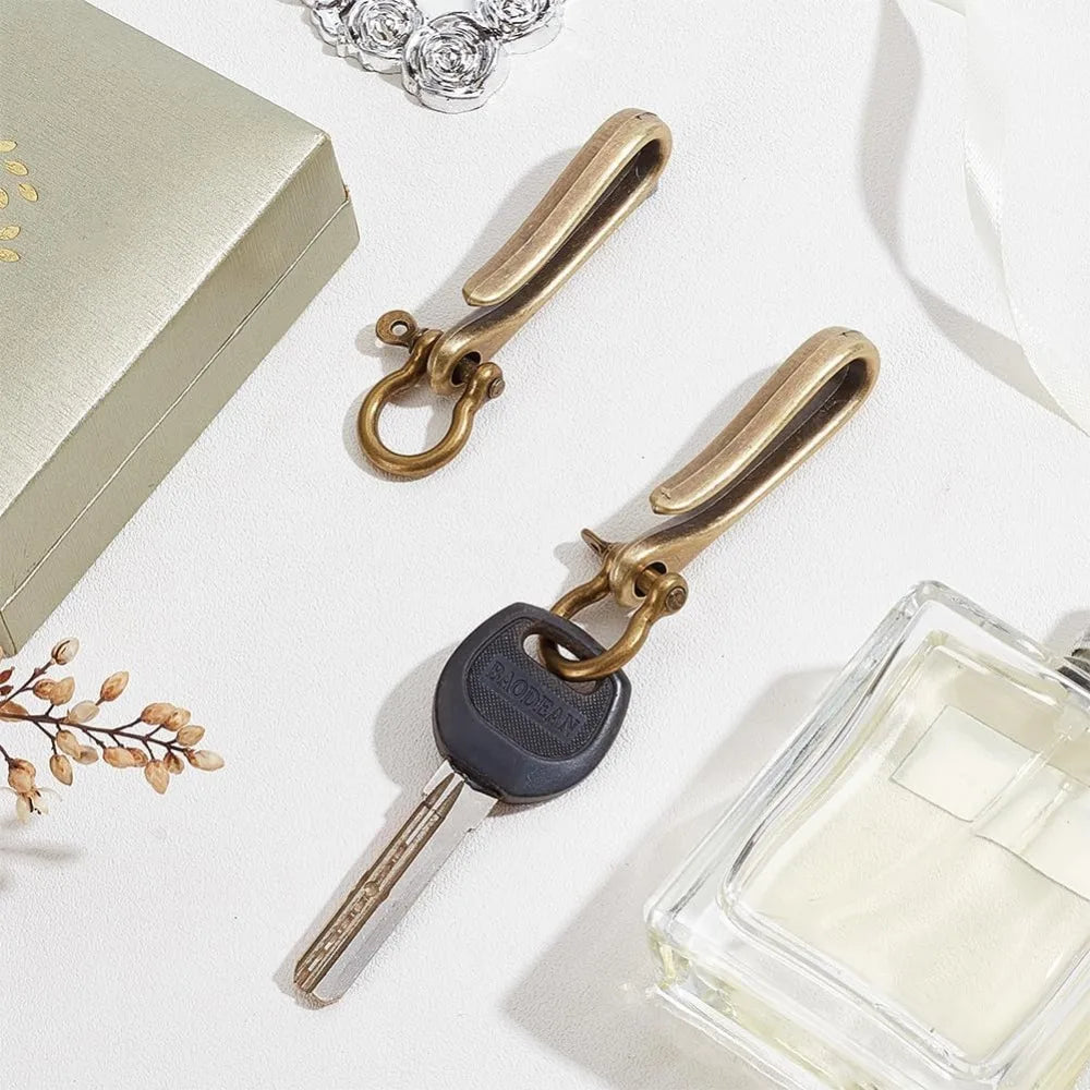 Fish Hook Keychain Clip Set | Antique Bronze Belt & Pocket Ring Belt Clip Keychain QXL