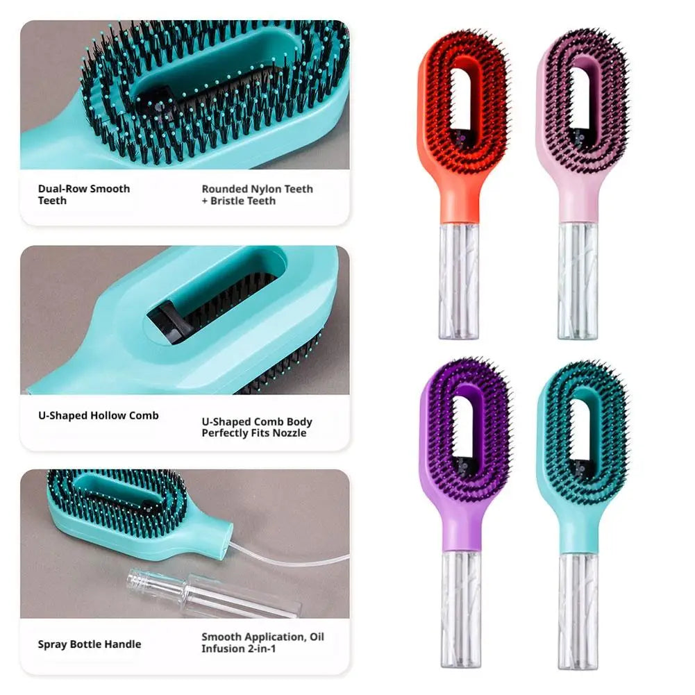 2-in-1 Spray Comb Detangling Hairbrush with Mist Bottle Spray Detangling Comb QXL