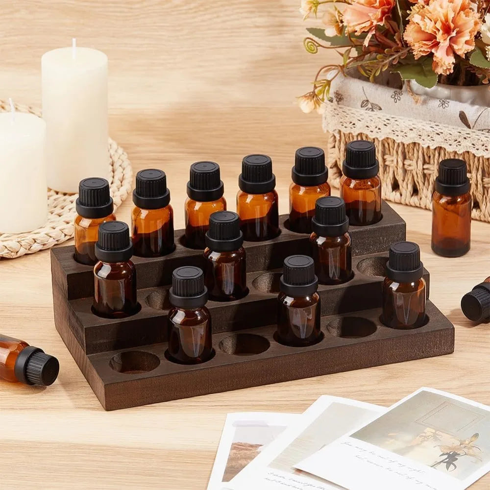 3-Tier 18-Slot Wooden Essential Oil Display Stand Organizer Essential Oil Organizer QXL