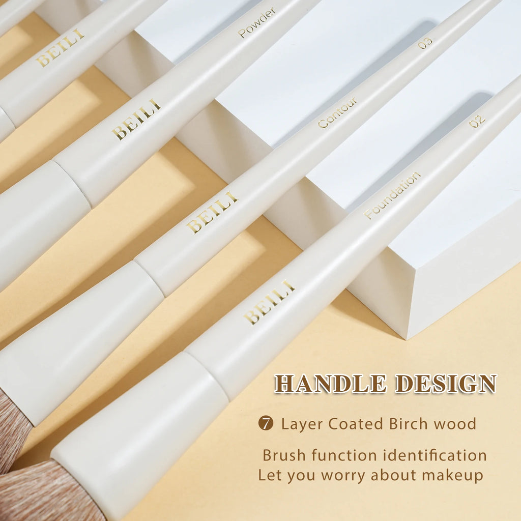 BEILI 15-Pc Synthetic Makeup Brush Set | Vegan Foundation & Eye Makeup Brush Set QXL