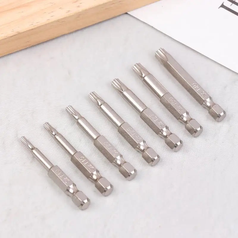 7-Pc S2 Magnetic Torx Screwdriver Bits T10–T40 | 1/4" Hex Screwdriver Bit Set QXL