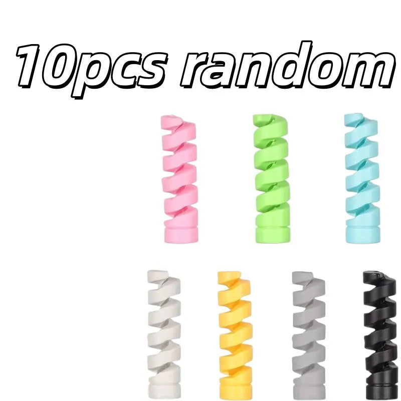 10-Pack Silicone Spiral Cable Protectors | Universal Fit Cable Protector QXL 10pcs random