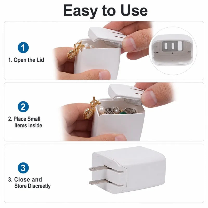 Charger-Style Hidden Storage Box | Mini Organizer – White Hidden Storage Box QXL