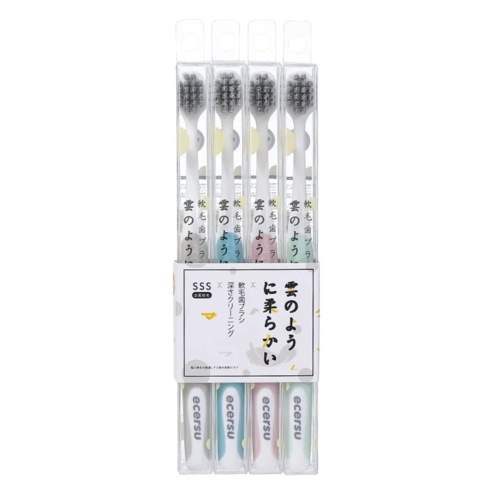 4-Pack Soft Bristle Toothbrush Set | Compact Head PP Handle Manual Toothbrush Set QXL Macaron
