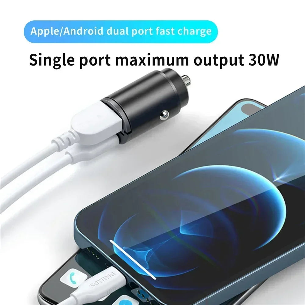 Mini 200W USB-C PD QC Car Charger | Fast Charging Adapter USB Car Charger QXL