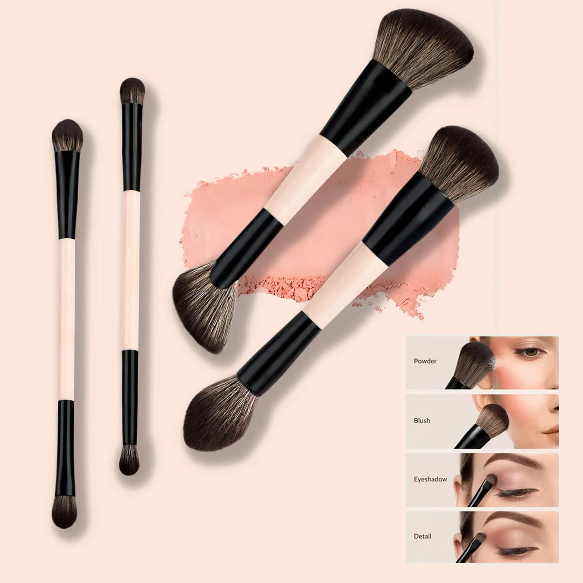 7-Piece Makeup Brush Set | Contour, Blush & Eyeshadow Makeup Brush Set QXL