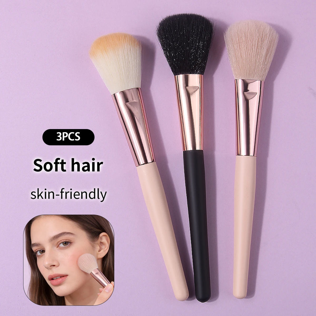 KOSSHOW 3-Piece Blush Powder & Contour Makeup Brush Set Makeup Brush Set QXL MULTI