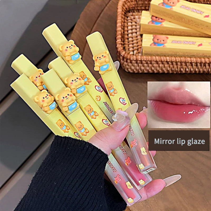Cheesy Bear Mirror Lip Glaze – Sheer Nude Glossy Lip Gloss Lip Gloss QXL