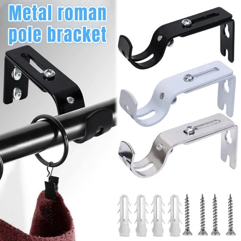 2-Pack Adjustable Wall-Mount Curtain Rod Brackets – Iron Curtain Rod Bracket QXL