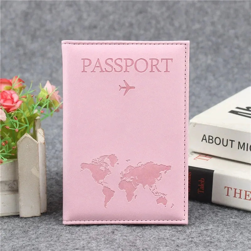 PU Leather Passport Cover | World Map Travel Organizer Case Passport Cover QXL