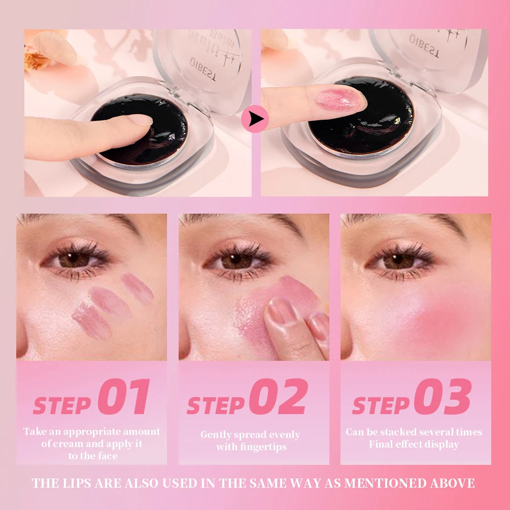 QiBest 2-in-1 Color-Change Lip & Cheek Balm | Black to Pink Lip & Cheek Balm QXL