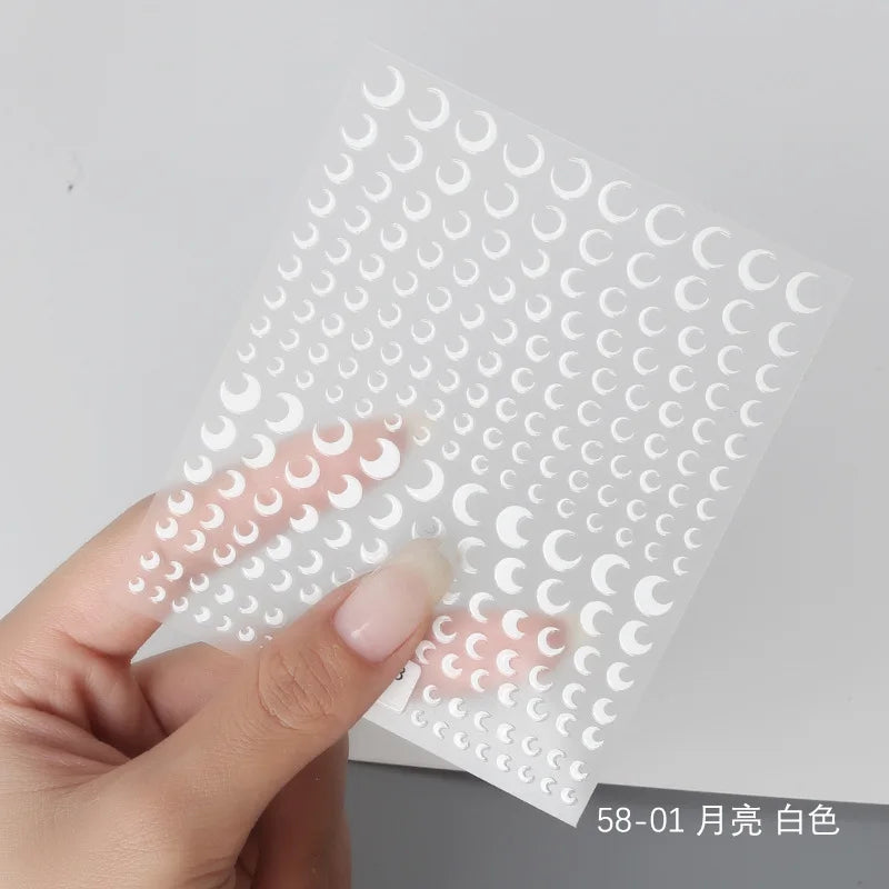 3D Kawaii Moon Nail Art Stickers | Punk Self-Adhesive Decals Nail Art Stickers QXL