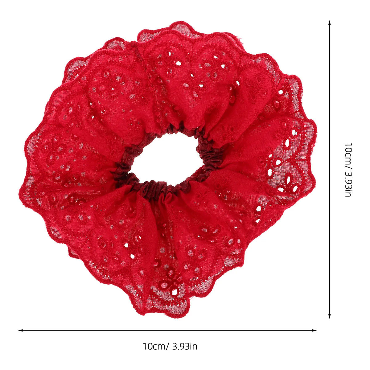 Double Layer Red Lace Scrunchies | Oversized Elastic Hair Ties Lace Hair Scrunchie QXL