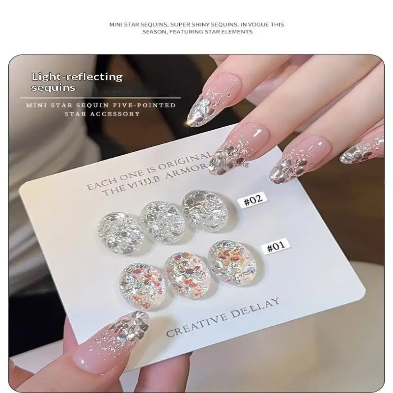 Glitter Nail Art Sequins | DIY Multicolor Nail Design Set Nail Art Sequins QXL
