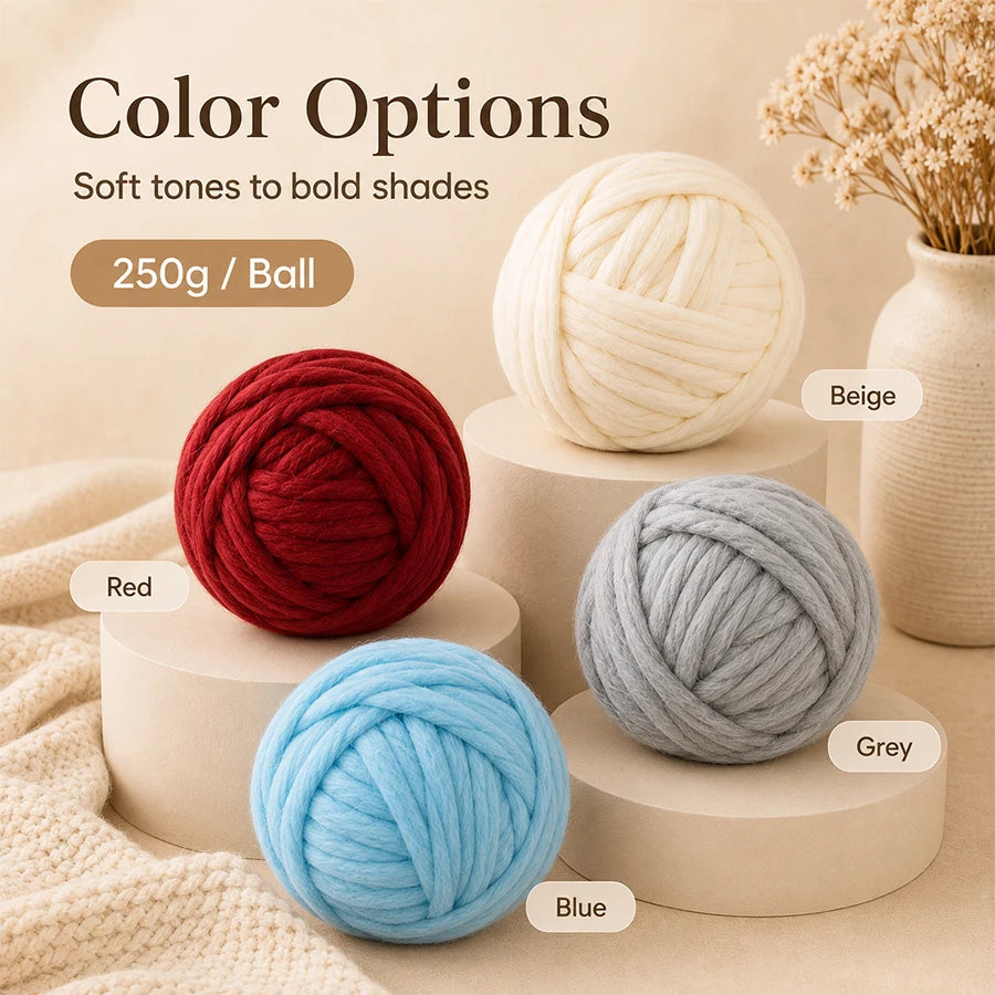 250g Chunky Bulky Craft Yarn Ball – Soft Fluffy Hand Knitting Chunky Craft Yarn QXL