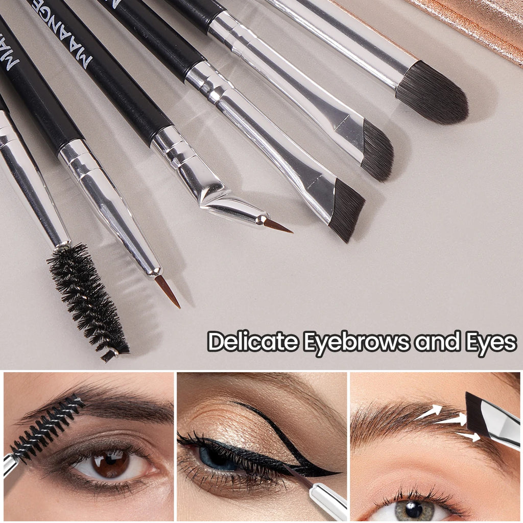 MAANGE 6-Pc Eye Makeup Brush Set – Eyeliner, Brow & Shadow Eye Makeup Brush Set QXL