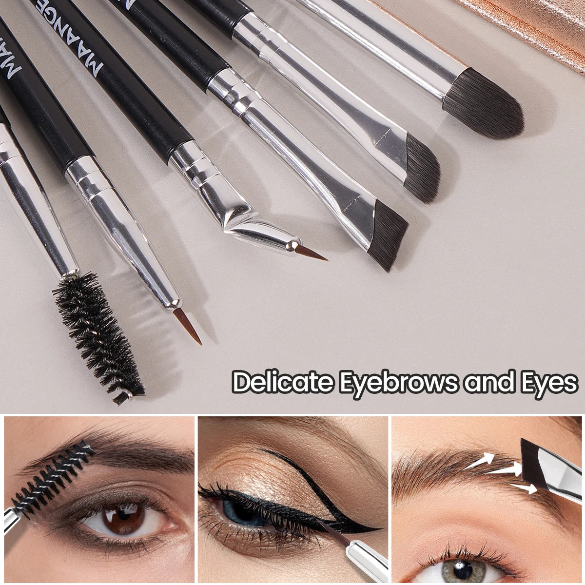 MAANGE 6-Pc Eye Makeup Brush Set – Eyeliner, Brow & Shadow Eye Makeup Brush Set QXL