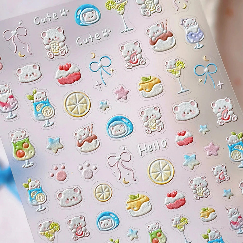 5D Kawaii Nail Art Stickers | Jelly Dessert & Heart Decals