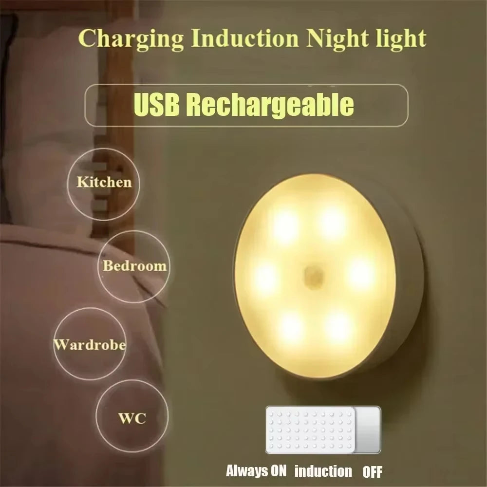 Motion Sensor Night Light | USB-C Rechargeable Wireless LED Lamp Motion Sensor Light QXL