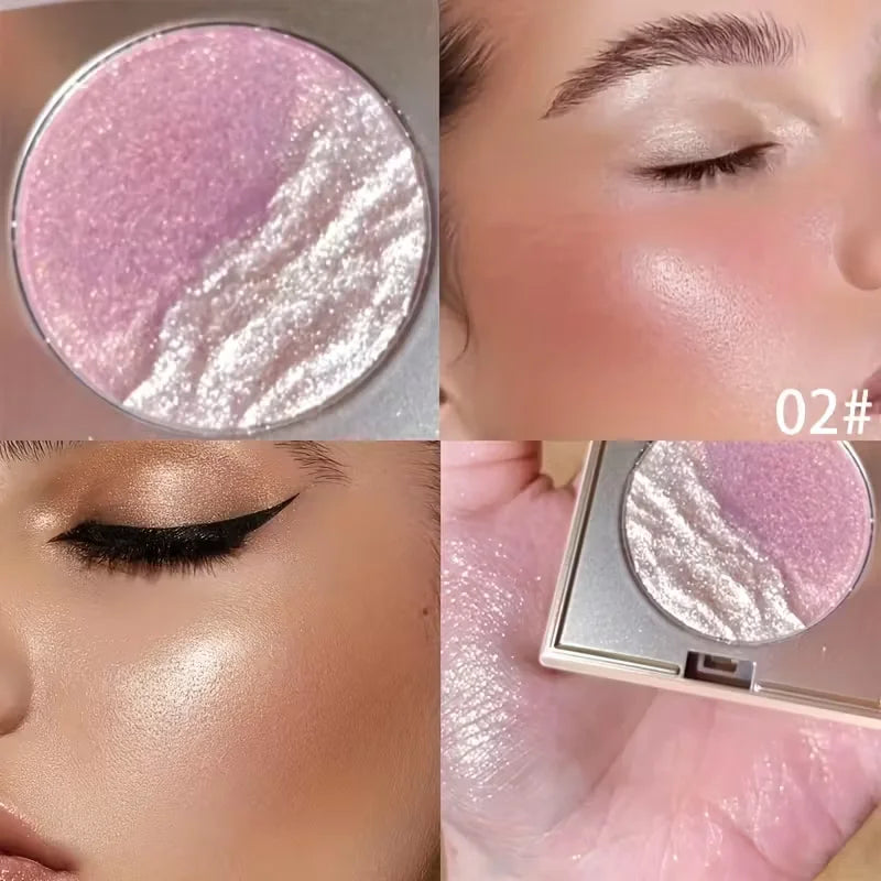 Dual-Color Highlighter & Contour Palette | Pink & Gold Glow Highlighter Palette QXL