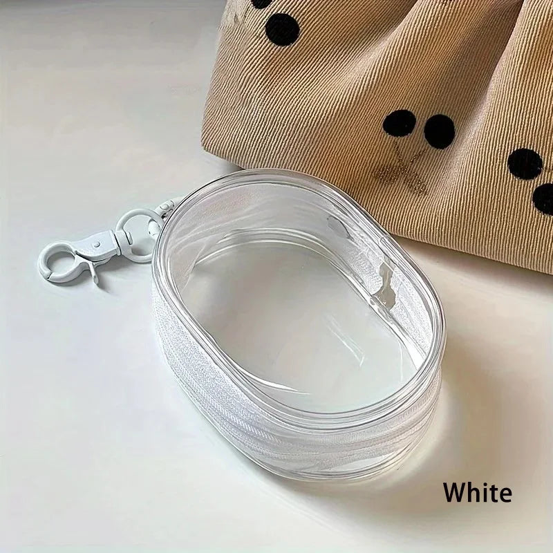 Mini Waterproof Cable Organizer Bag with Keychain Clip | PVC Cable Organizer Pouch QXL White