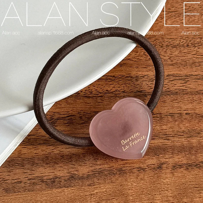 Acetate Jelly Heart Hair Tie | French Style Ponytail Holder Hair Tie QXL Jelly powder 2.7cm