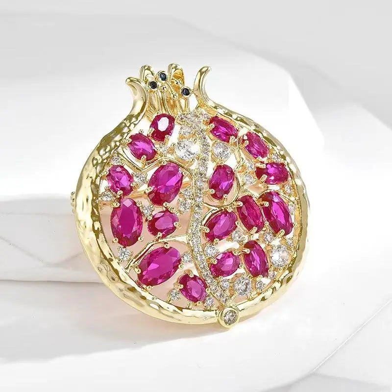 Crystal Pomegranate Brooch Pin | Women's Floral Jewelry Gift Fashion Brooch Pin QXL
