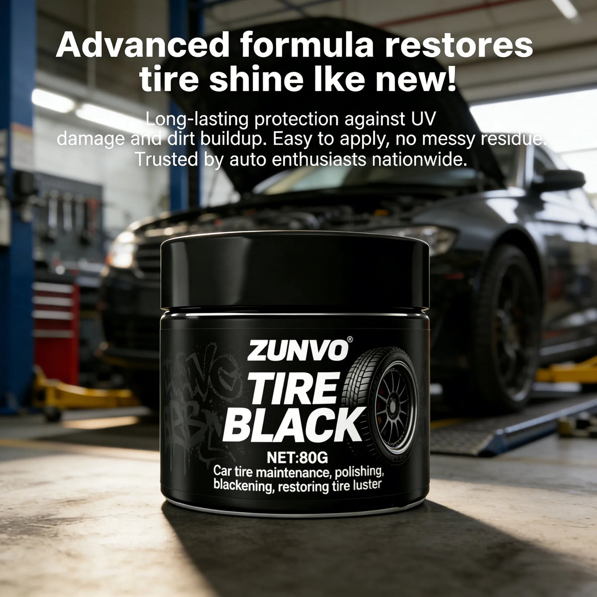 Tire Black Cream | Car Tire Polishing & Luster Restorer Tire Care Cream QXL
