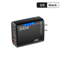 240W 5-Port USB-C PD & QC 3.0 Fast Wall Charger Adapter Multi-Port Wall Charger QXL Black US