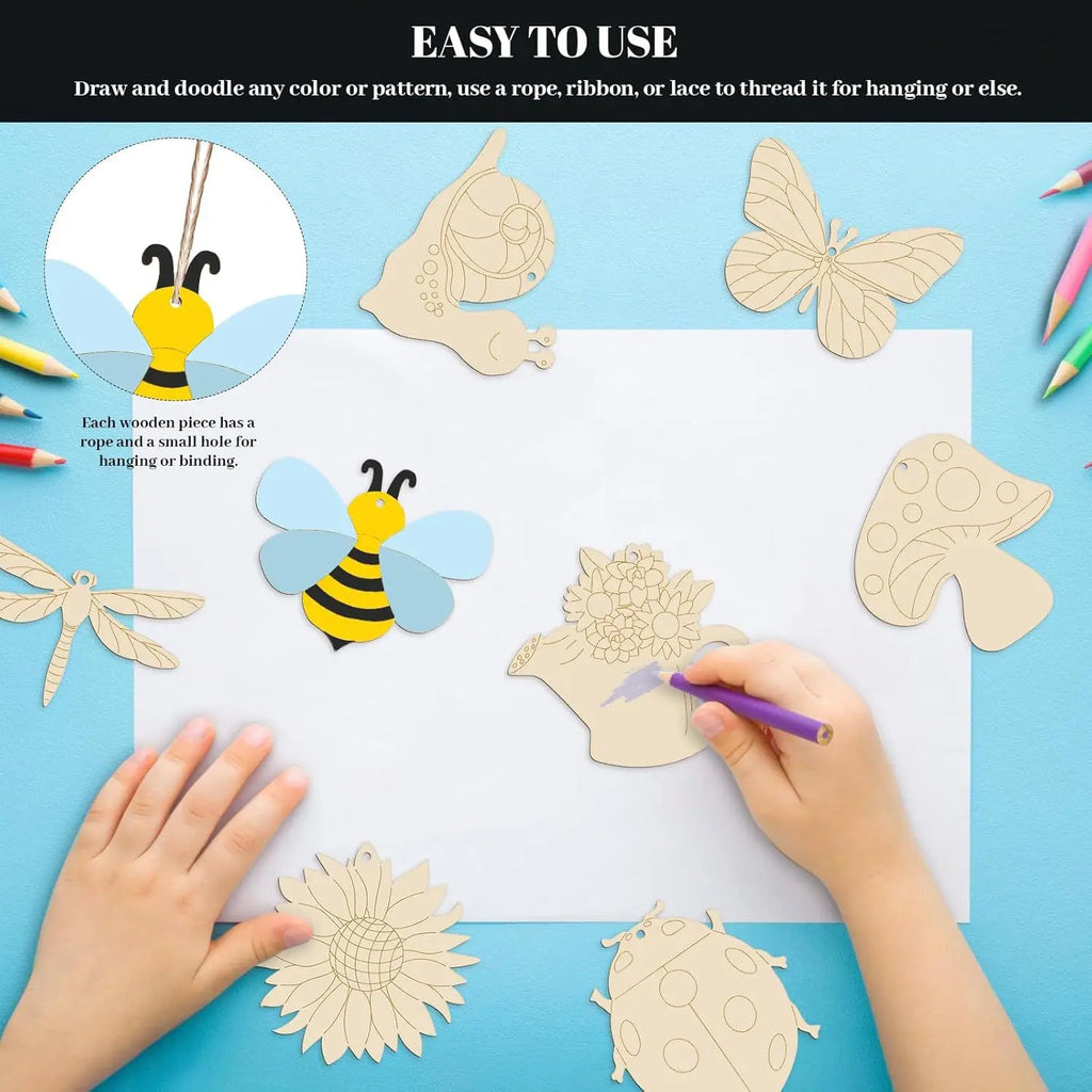 80-Piece Kids Wooden DIY Painting & Doodle Art Set Kids DIY Art Kit QXL