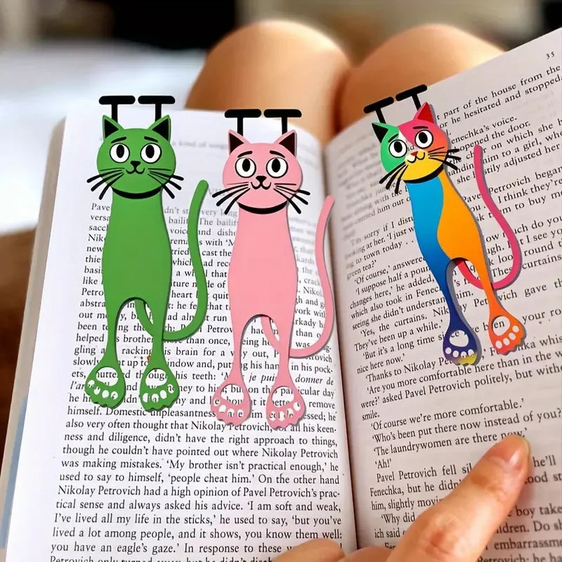 3-Pack 2D Acrylic Cat Bookmarks | Colorful Page Markers Novelty Bookmarks QXL