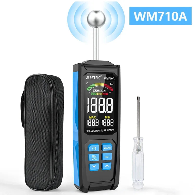 Pinless Wood Moisture Meter | Spherical Probe Damp Detector Moisture Meter QXL WM710A