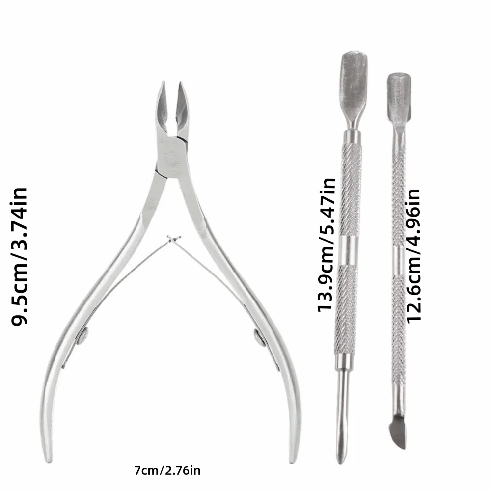 3-Piece Stainless Steel Cuticle Nipper & Pusher Kit Cuticle Nipper Kit QXL