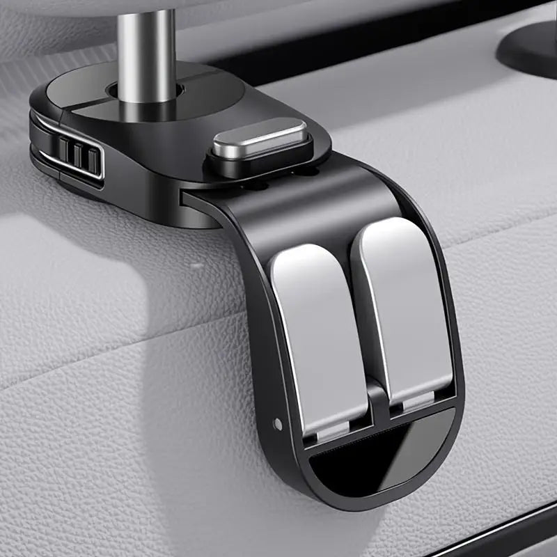 Heavy-Duty Car Seat Headrest Hooks | 25kg ABS Spring Clip Car Headrest Hook QXL Black