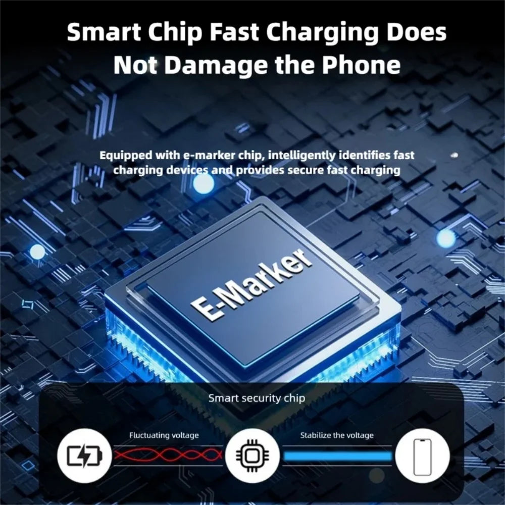 100W USB-C to USB-C Braided Fast Charging Cable E-Marker USB-C Charging Cable QXL