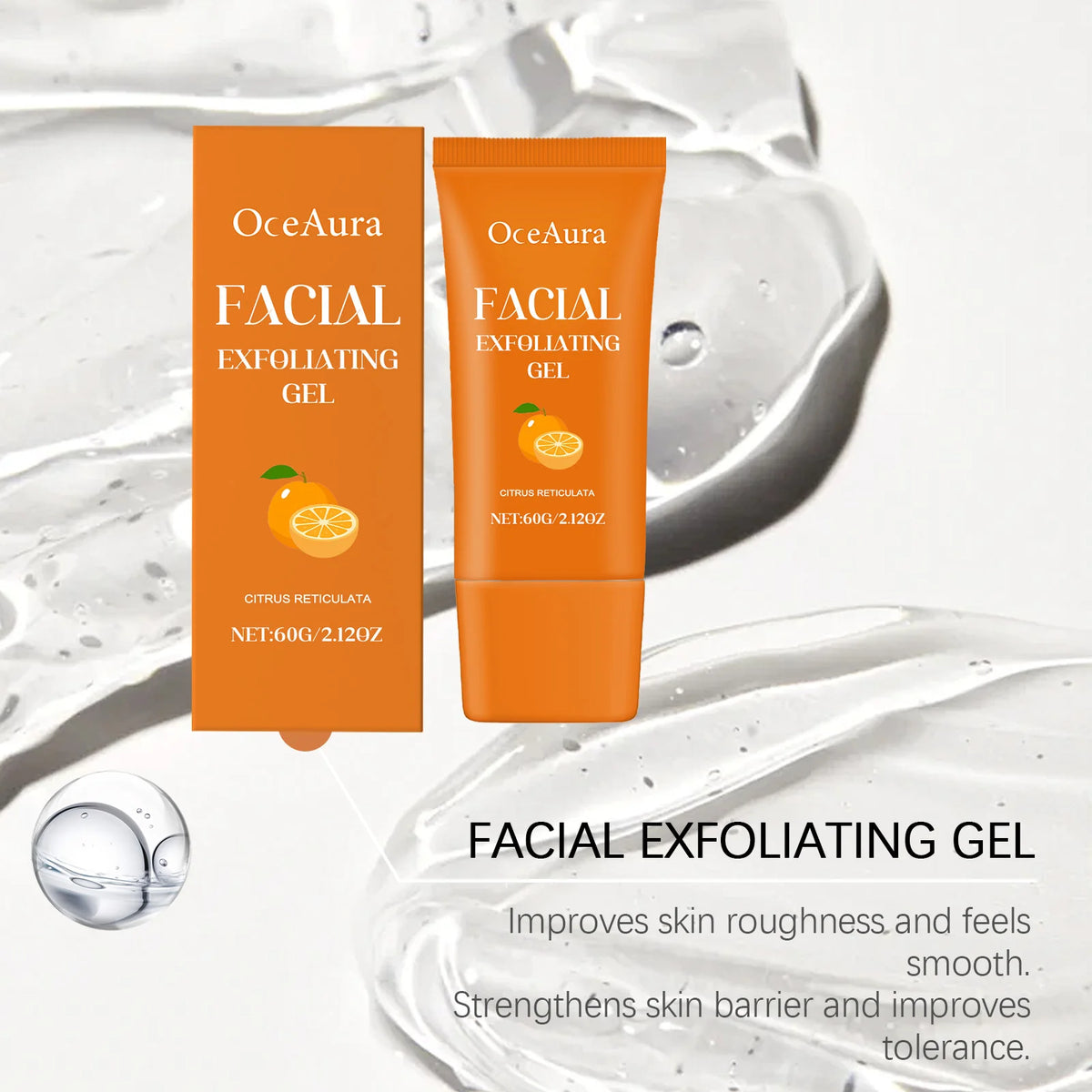 OceAura Vitamin C Exfoliating Gel | Brightening Face Scrub 60g Exfoliating Face Gel QXL