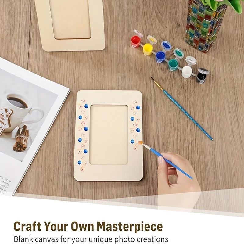5-Pack Wooden Picture Frames | DIY Tabletop Display Set Wooden Picture Frames QXL