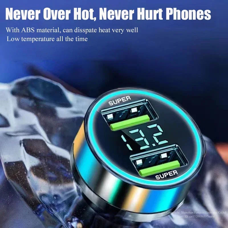 240W Dual USB Car Charger Fast Charging Digital Display Car USB Charger QXL