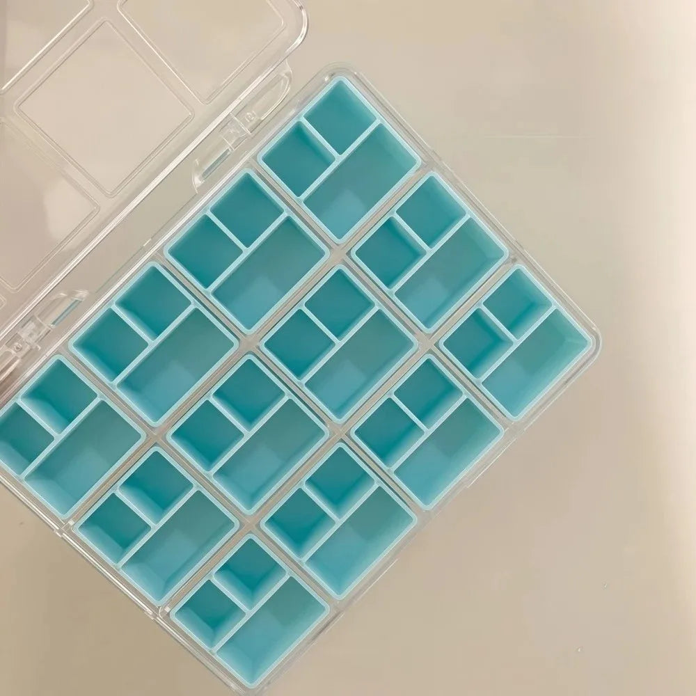 36-Grid Transparent Nail Art Storage Box | Candy Colors Nail Art Organizer QXL Blue