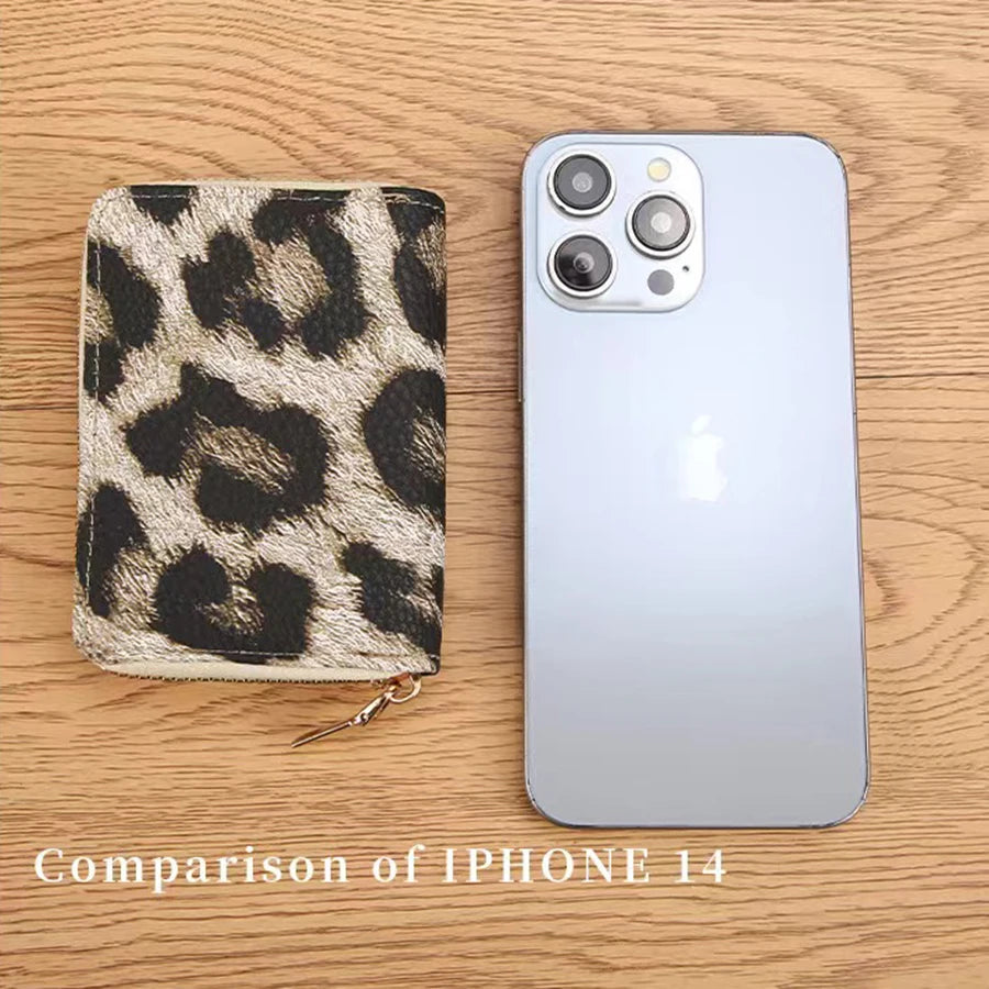 Leopard Print Short Wallet | Zipper Coin Purse & Card Holder Short Wallet QXL